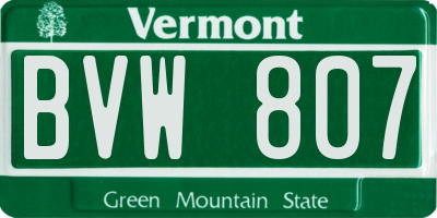 VT license plate BVW807