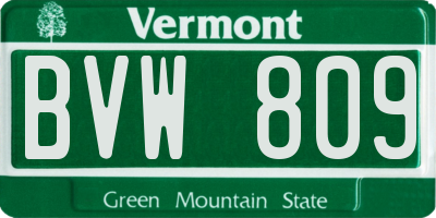VT license plate BVW809