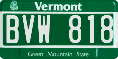 VT license plate BVW818