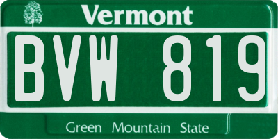 VT license plate BVW819