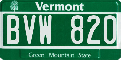 VT license plate BVW820