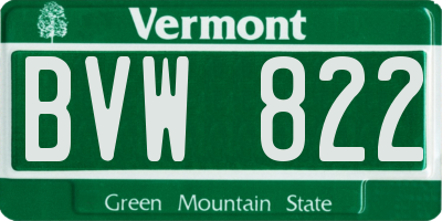 VT license plate BVW822