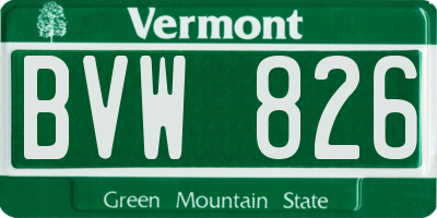 VT license plate BVW826
