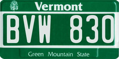 VT license plate BVW830