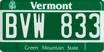 VT license plate BVW833