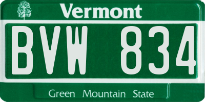 VT license plate BVW834