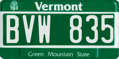 VT license plate BVW835