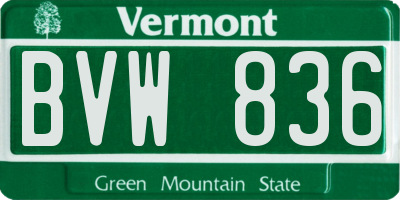 VT license plate BVW836