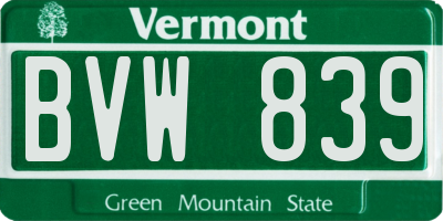 VT license plate BVW839