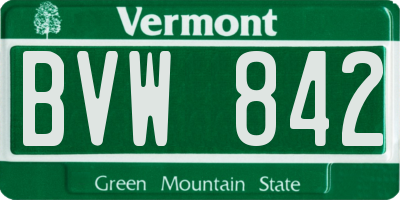 VT license plate BVW842