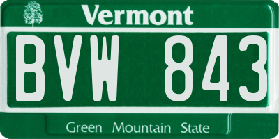 VT license plate BVW843