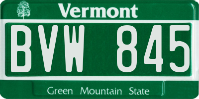 VT license plate BVW845
