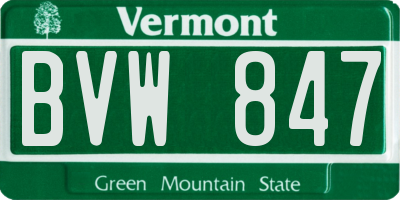 VT license plate BVW847