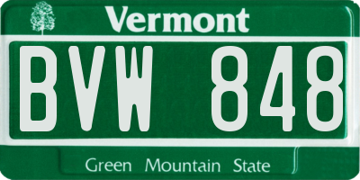 VT license plate BVW848