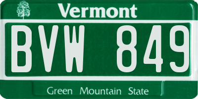 VT license plate BVW849