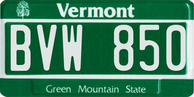 VT license plate BVW850