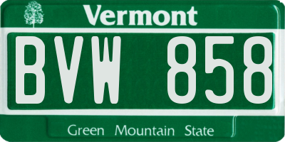 VT license plate BVW858