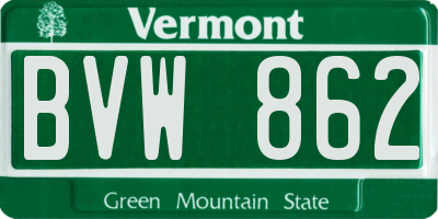 VT license plate BVW862