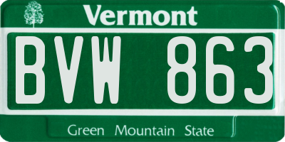 VT license plate BVW863