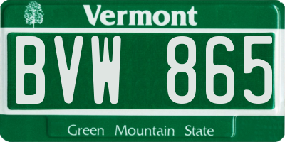 VT license plate BVW865