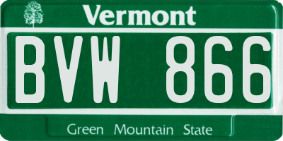 VT license plate BVW866