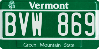 VT license plate BVW869