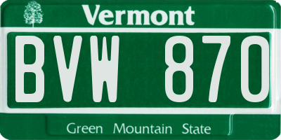 VT license plate BVW870