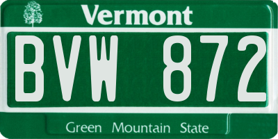 VT license plate BVW872