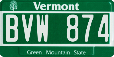 VT license plate BVW874