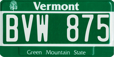 VT license plate BVW875