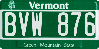 VT license plate BVW876