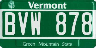VT license plate BVW878