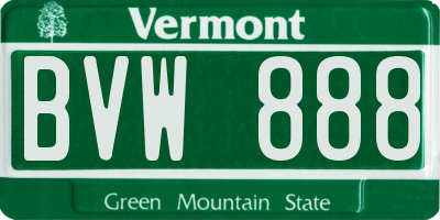 VT license plate BVW888