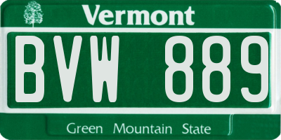 VT license plate BVW889