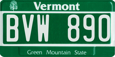 VT license plate BVW890