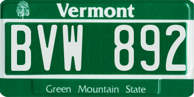 VT license plate BVW892