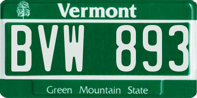 VT license plate BVW893
