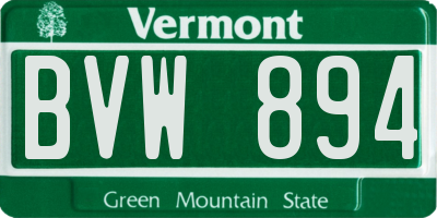 VT license plate BVW894