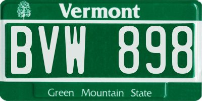 VT license plate BVW898