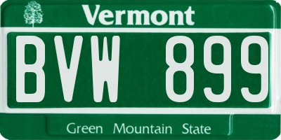 VT license plate BVW899