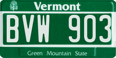 VT license plate BVW903