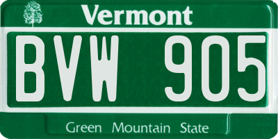 VT license plate BVW905