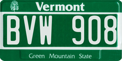 VT license plate BVW908
