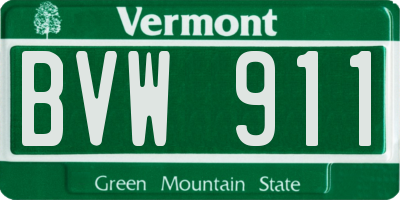 VT license plate BVW911