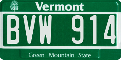 VT license plate BVW914