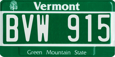VT license plate BVW915
