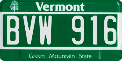 VT license plate BVW916