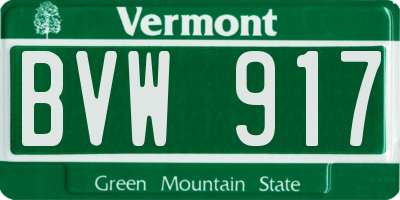 VT license plate BVW917