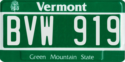 VT license plate BVW919