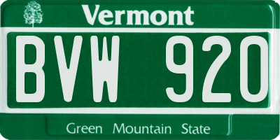 VT license plate BVW920